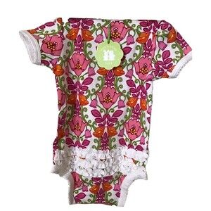 VERA BRADLEY BABY NWT 6 9 Months Infant 1 Piece Bodysuit Girl 100% Cotton Ruffle